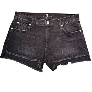 7 For All Mankind 27 Cut Off Jean Shorts Black Denim